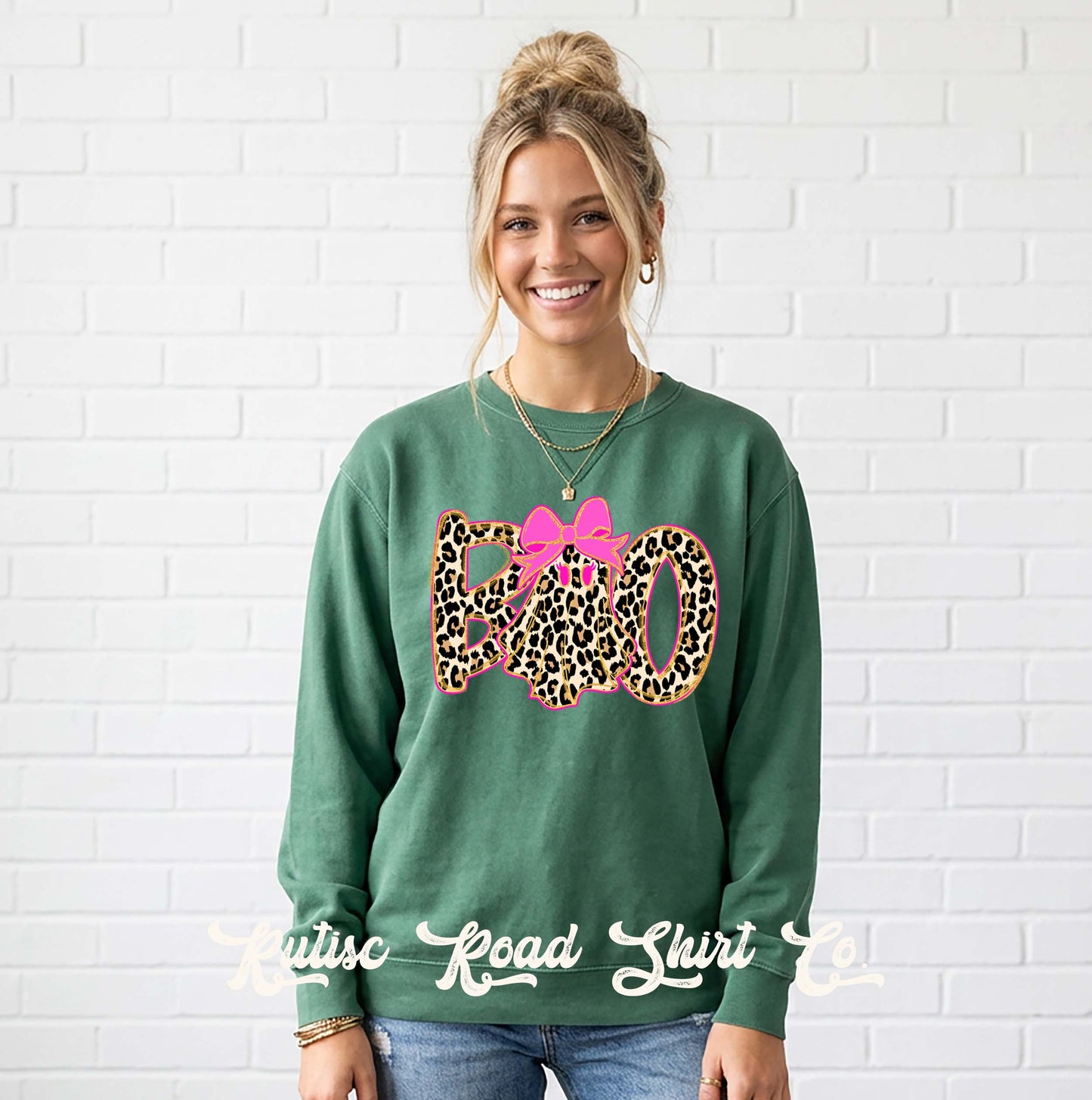 Boo Halloween Ghost Sweatshirt, Garment Dyed Crewneck Sweatshirt