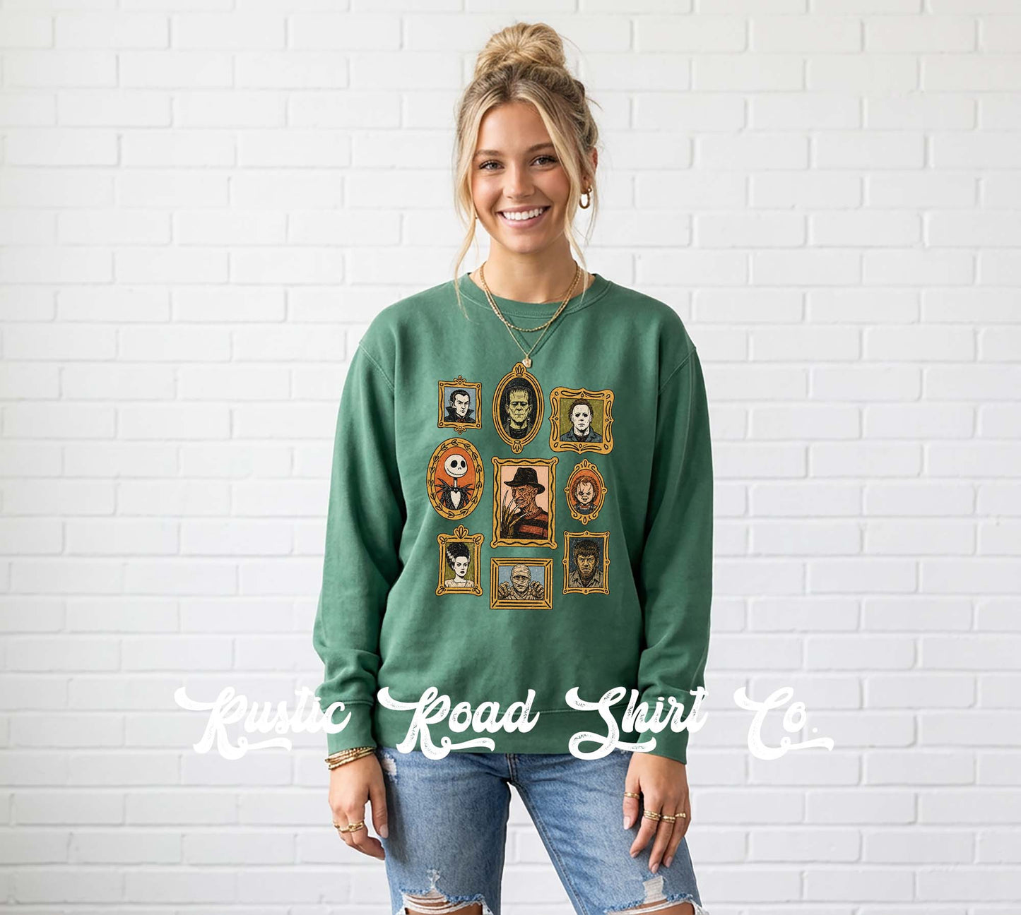 Halloween Monster Sweatshirt, Vintage Inspired Halloween Sweatshirt, Garment Dyed Crewneck Sweatshirt