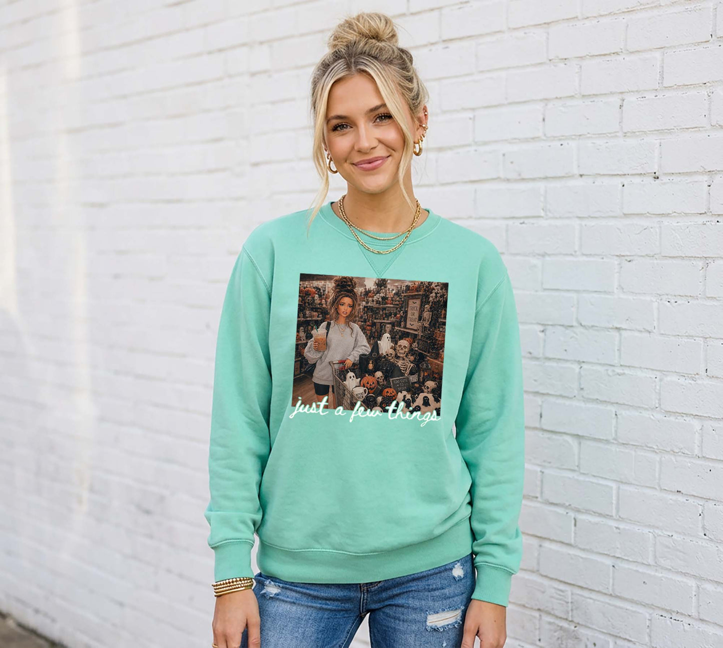 Just a Few Things Halloween Sweatshirt, Vintage Inspired Halloween Sweatshirt, Garment Dyed Crewneck Sweatshirt
