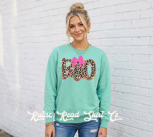 Boo Halloween Ghost Sweatshirt, Garment Dyed Crewneck Sweatshirt