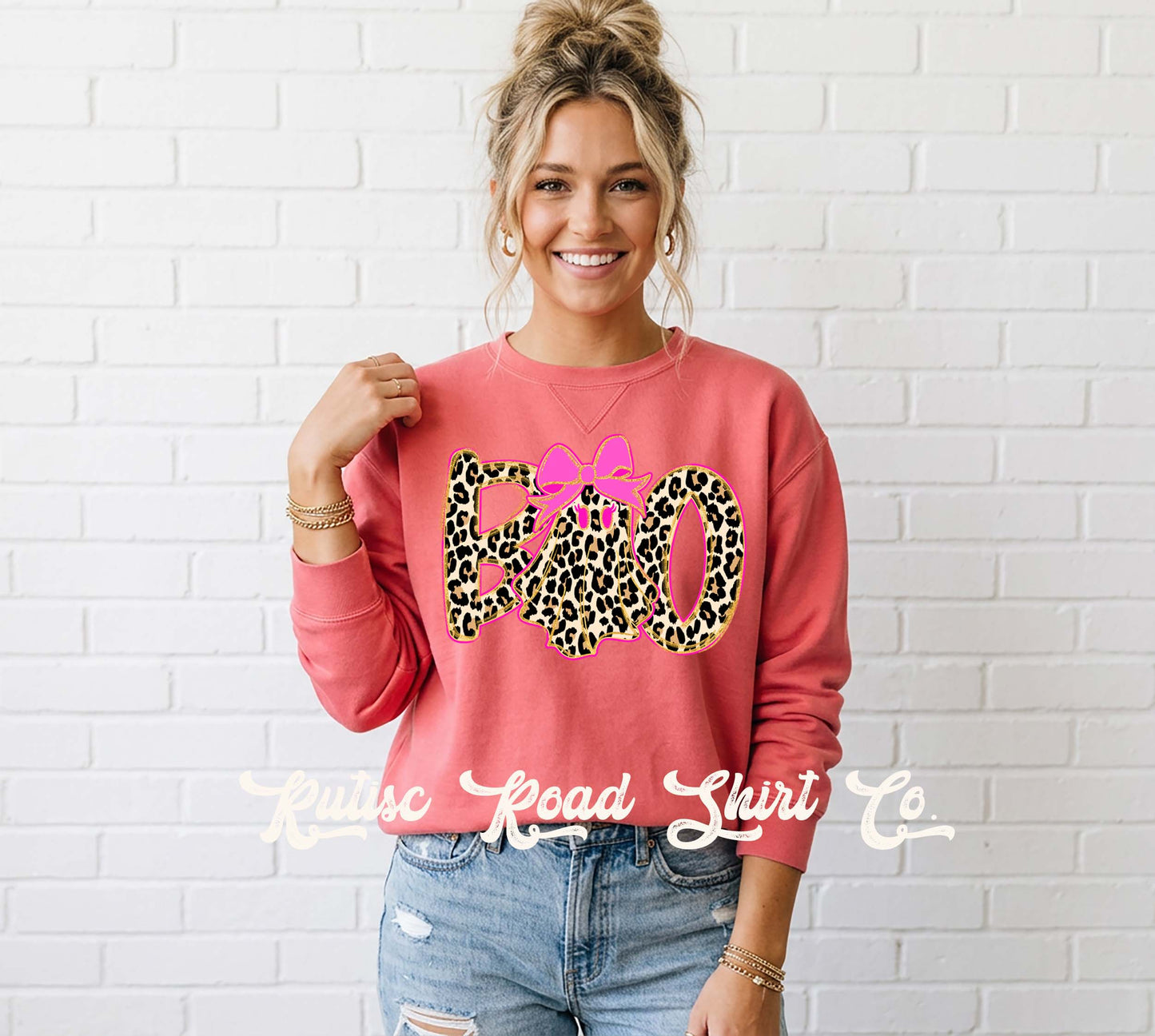 Boo Halloween Ghost Sweatshirt, Garment Dyed Crewneck Sweatshirt