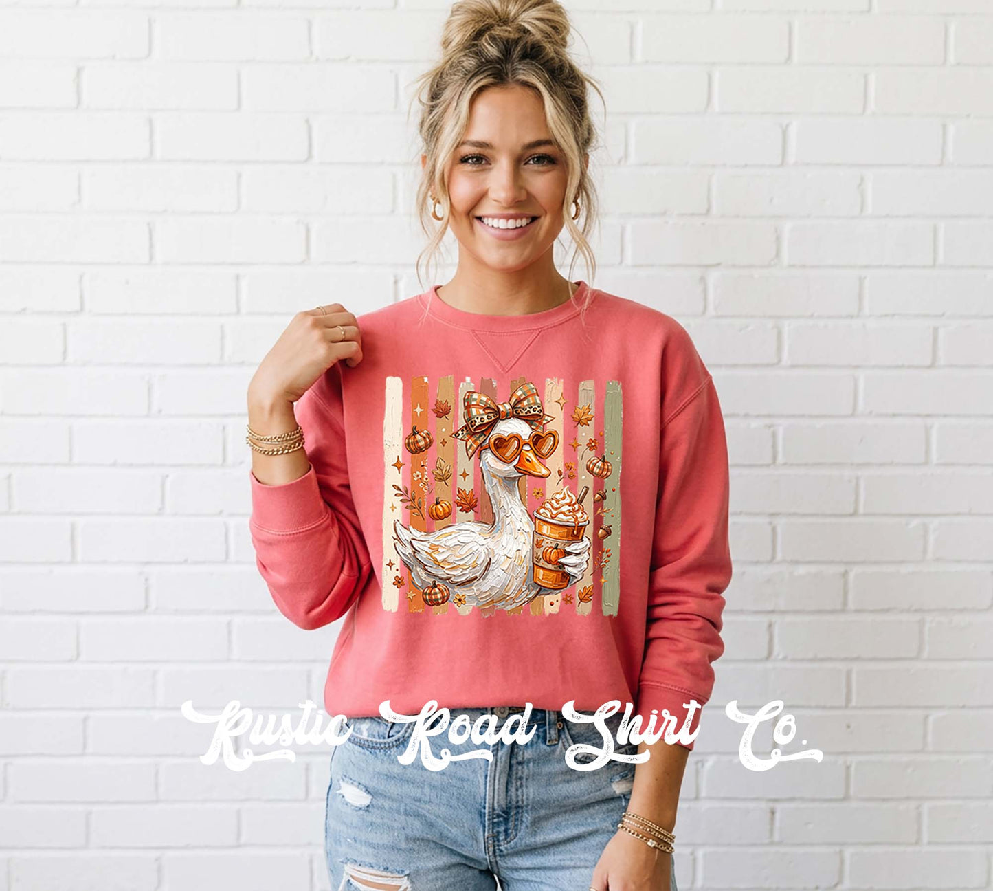Fall Goose Sweatshirt, Ladies Fall Graphic Sweatshirt, Garment Dyed Crewneck Sweatshirt (Copy) (Copy)