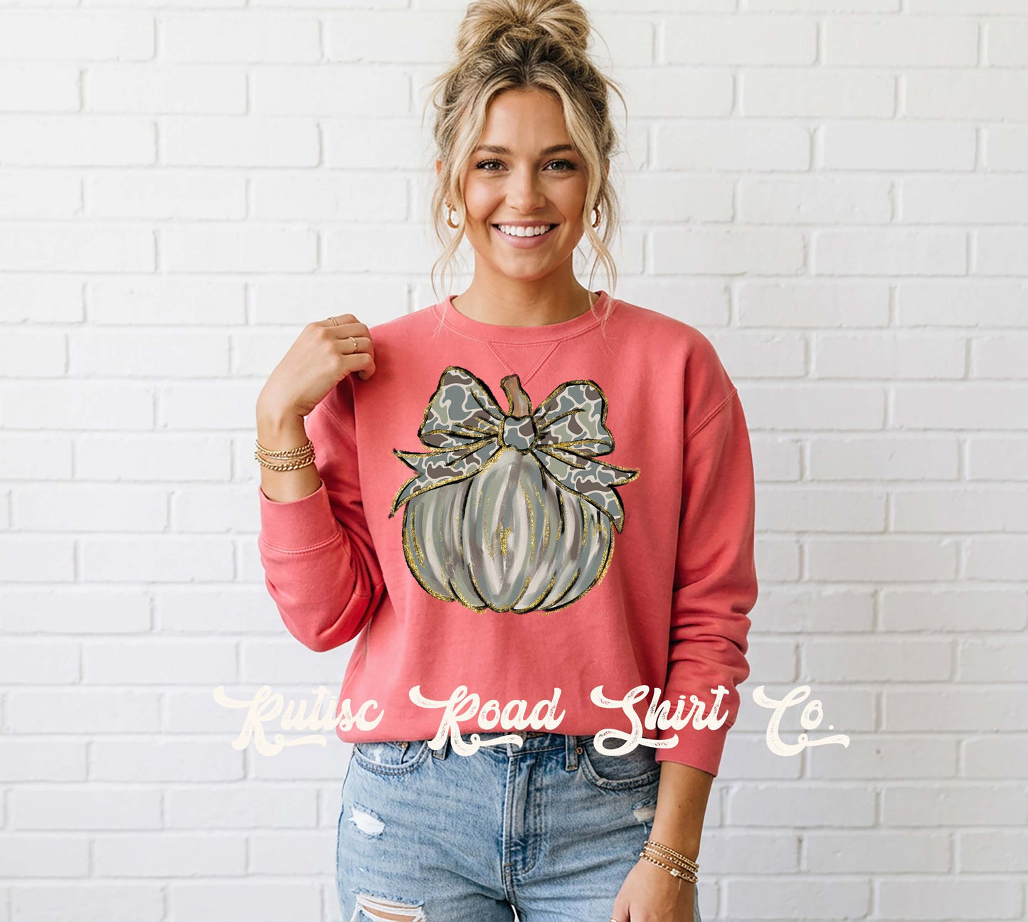 Camo Pumpkin Sweatshirt, Garment Dyed Crewneck Sweatshirt