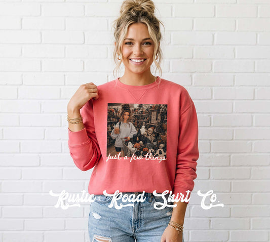 Just a Few Things Halloween Sweatshirt, Vintage Inspired Halloween Sweatshirt, Garment Dyed Crewneck Sweatshirt