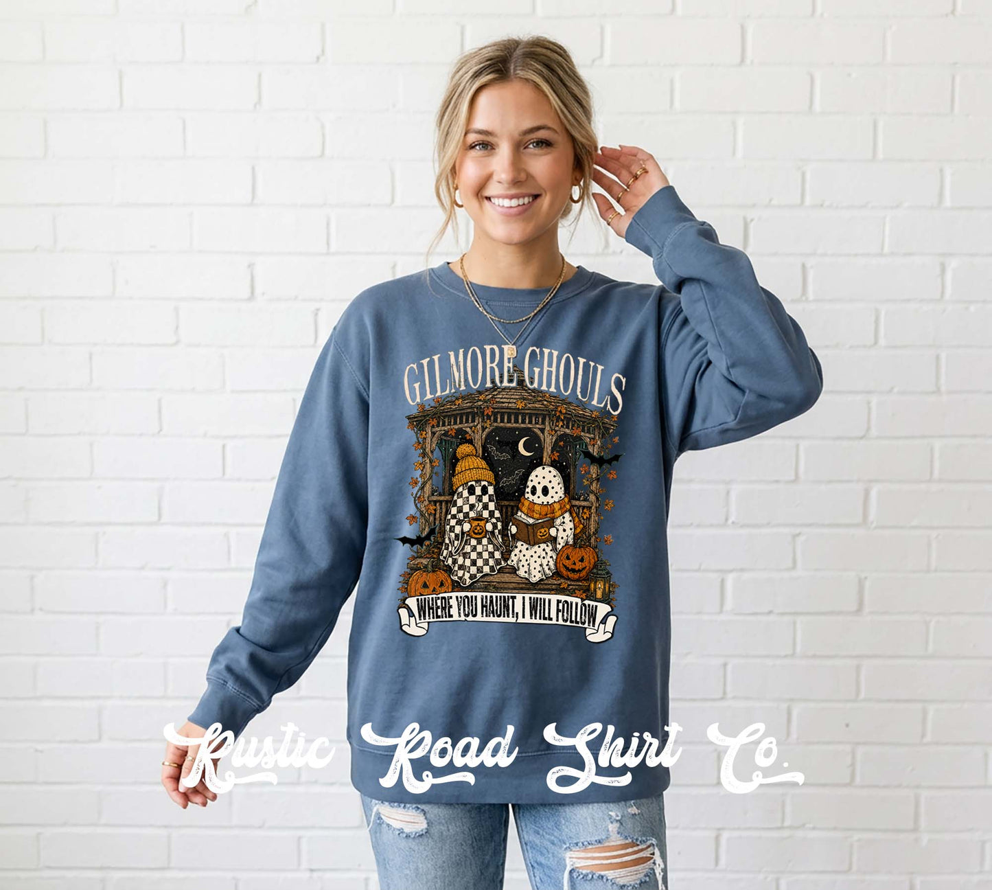 Ghouls Halloween Sweatshirt, Vintage Inspired Halloween Sweatshirt, Garment Dyed Crewneck Sweatshirt