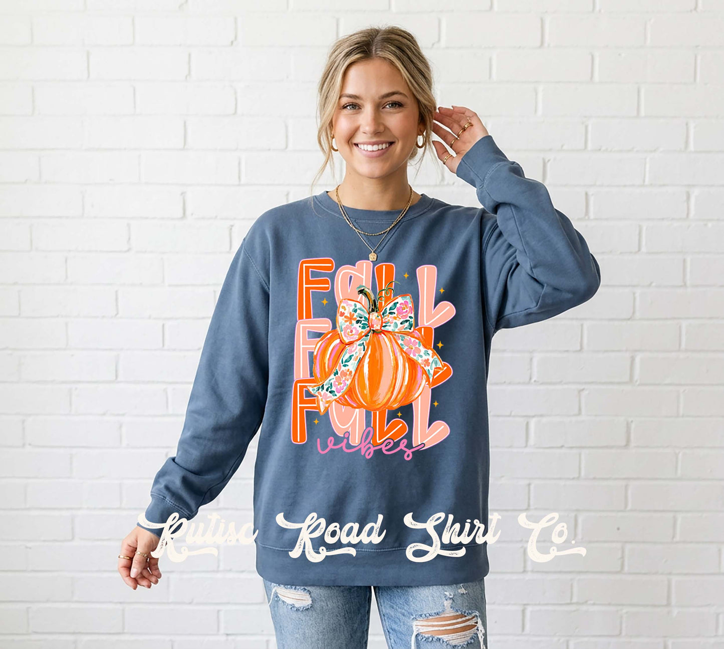 Fall Vibes Sweatshirt, Garment Dyed Crewneck Sweatshirt