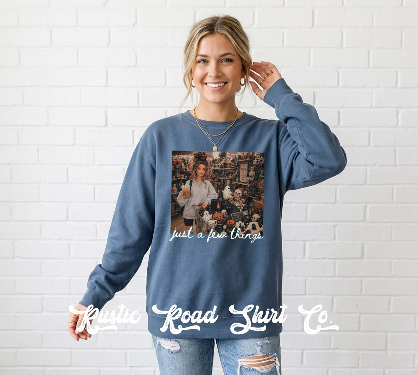 Just a Few Things Halloween Sweatshirt, Vintage Inspired Halloween Sweatshirt, Garment Dyed Crewneck Sweatshirt