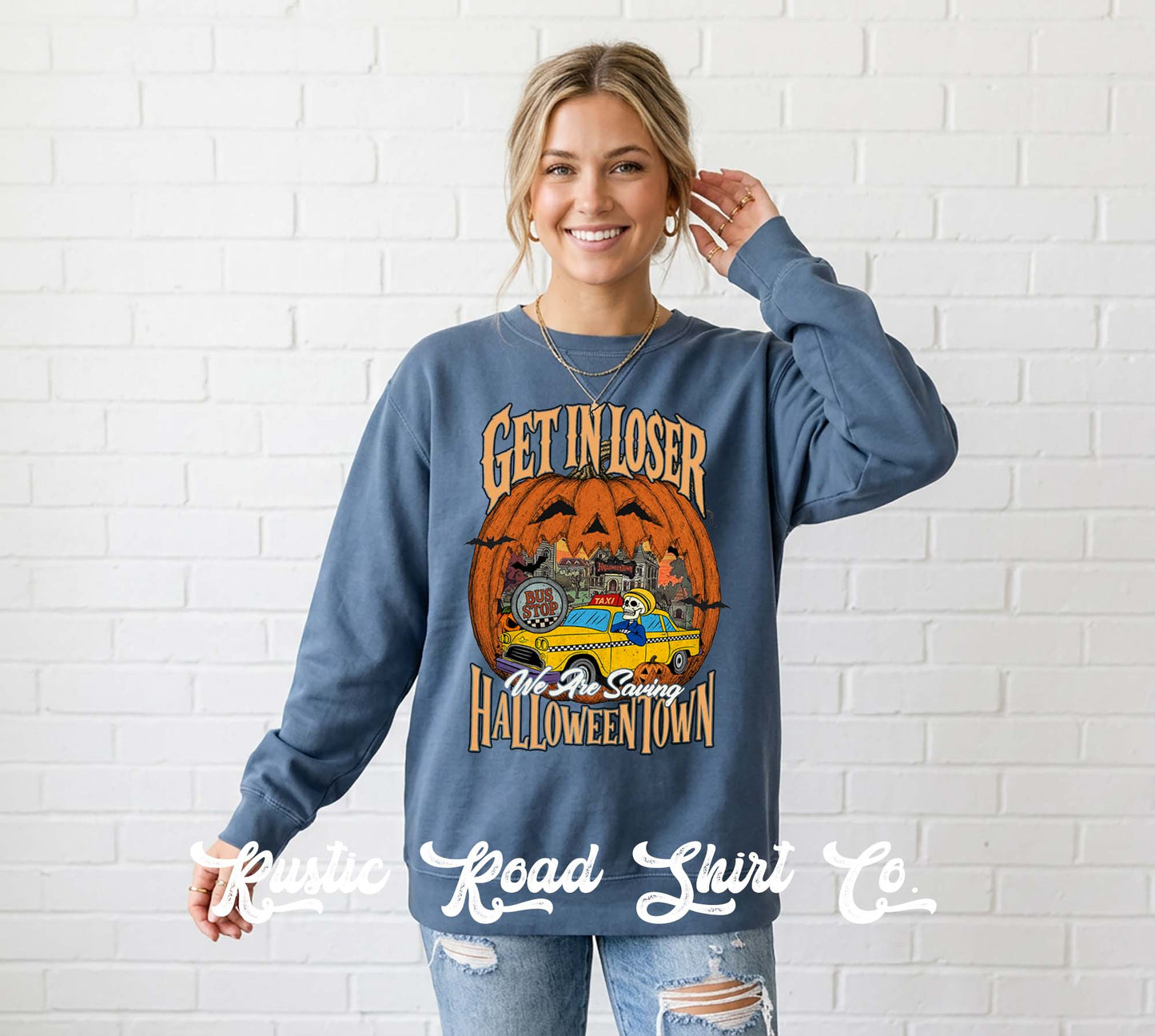 Halloweentown Sweatshirt, Vintage Inspired Halloween Sweatshirt, Garment Dyed Crewneck Sweatshirt