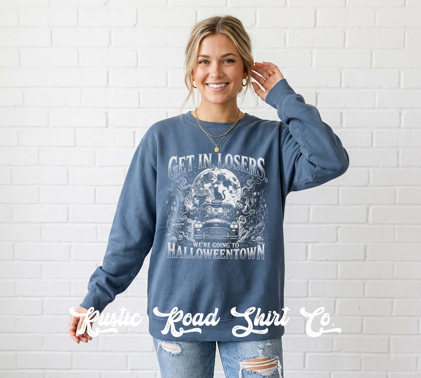 Halloweentown Sweatshirt, Vintage Inspired Halloween Sweatshirt, Garment Dyed Crewneck Sweatshirt