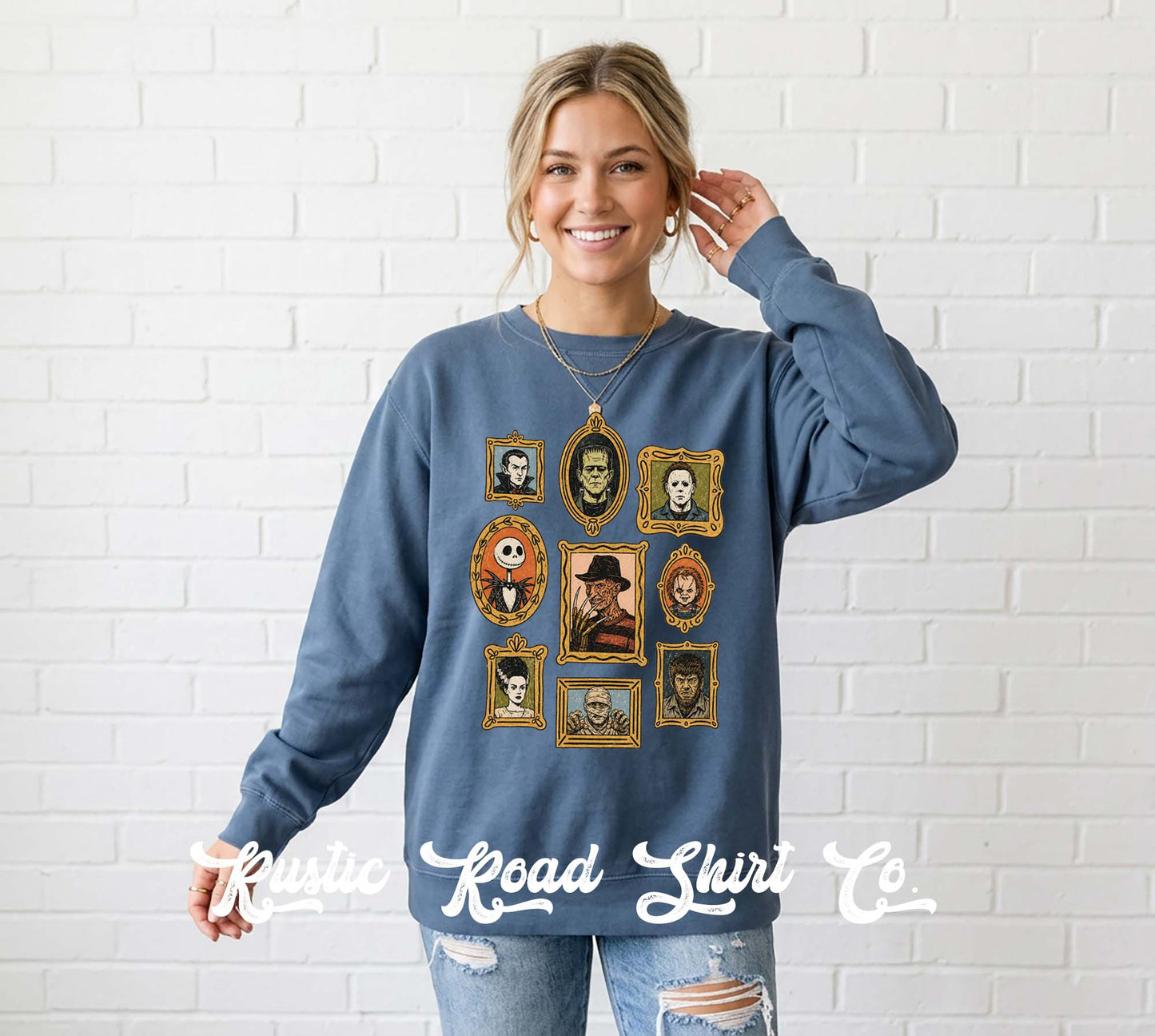 Halloween Monster Sweatshirt, Vintage Inspired Halloween Sweatshirt, Garment Dyed Crewneck Sweatshirt