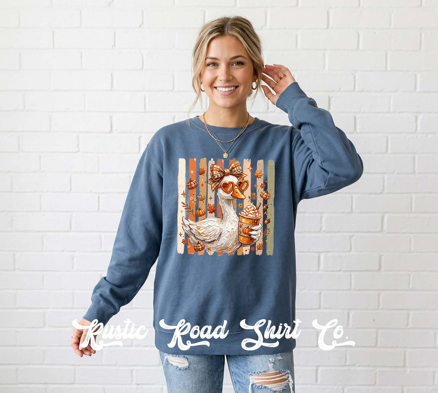 Fall Goose Sweatshirt, Ladies Fall Graphic Sweatshirt, Garment Dyed Crewneck Sweatshirt (Copy) (Copy)