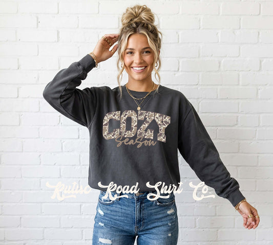 Cozy Season Sweatshirt, Garment Dyed Crewneck Sweatshirt