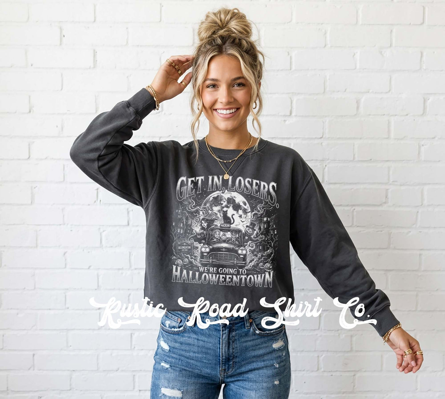 Halloweentown Sweatshirt, Vintage Inspired Halloween Sweatshirt, Garment Dyed Crewneck Sweatshirt