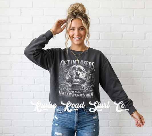 Halloweentown Sweatshirt, Vintage Inspired Halloween Sweatshirt, Garment Dyed Crewneck Sweatshirt