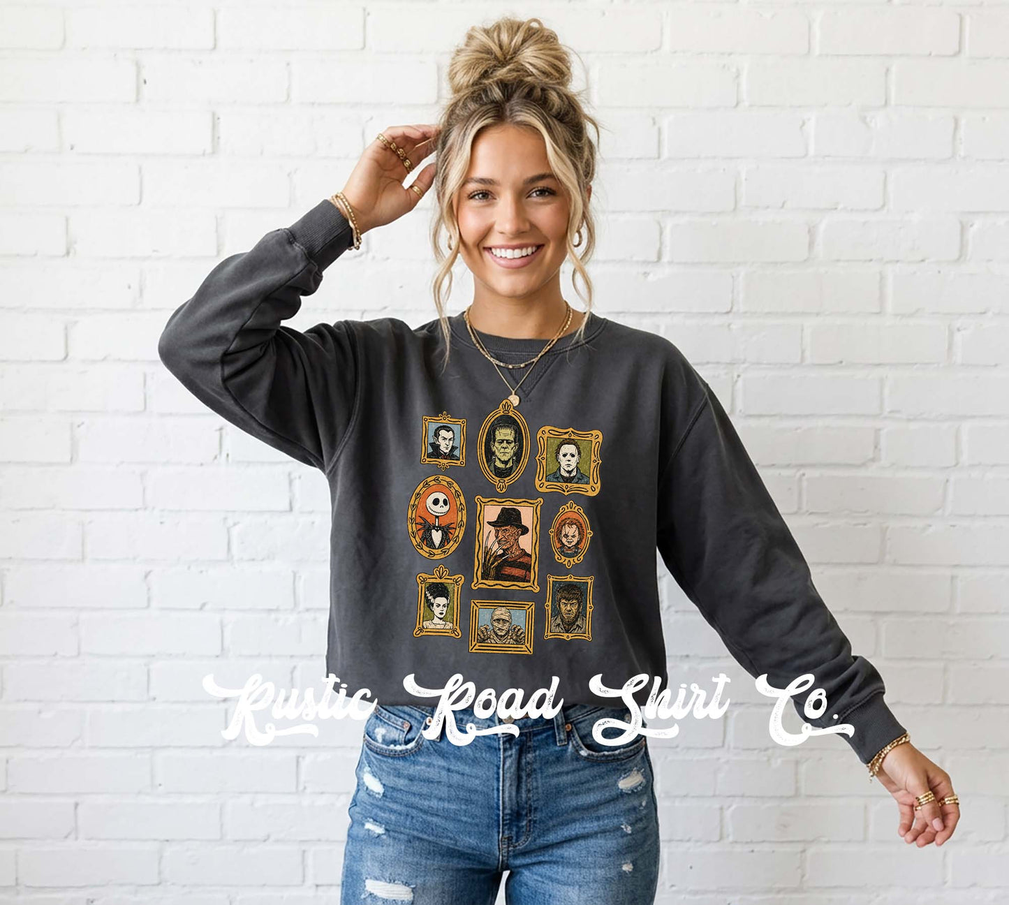 Halloween Monster Sweatshirt, Vintage Inspired Halloween Sweatshirt, Garment Dyed Crewneck Sweatshirt