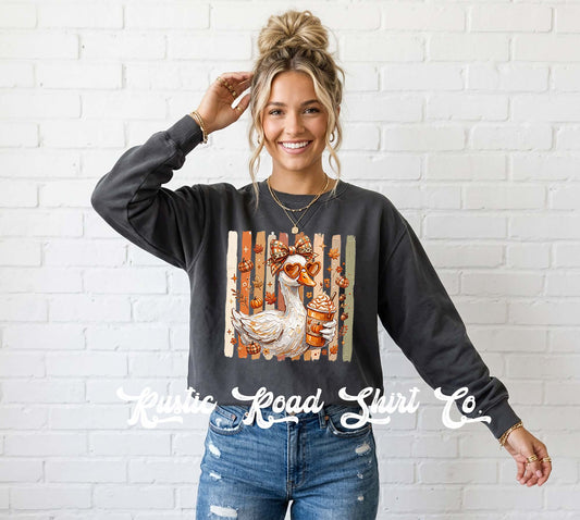 Fall Goose Sweatshirt, Ladies Fall Graphic Sweatshirt, Garment Dyed Crewneck Sweatshirt (Copy) (Copy)