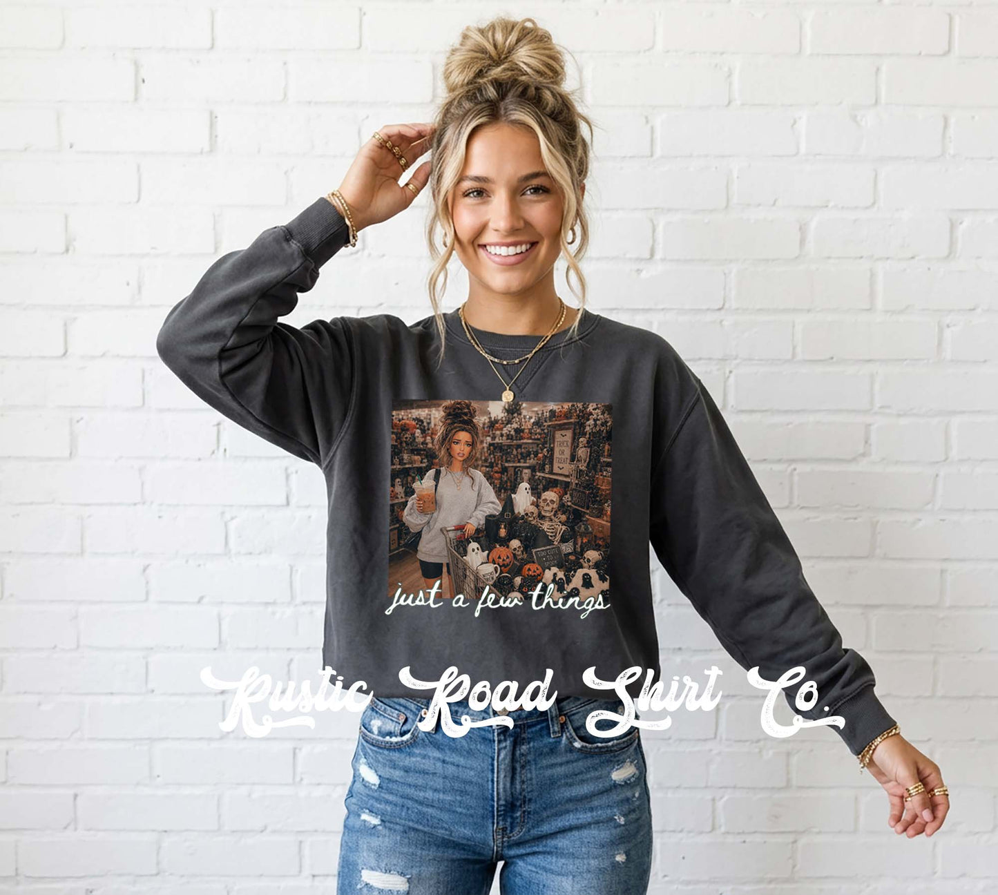 Just a Few Things Halloween Sweatshirt, Vintage Inspired Halloween Sweatshirt, Garment Dyed Crewneck Sweatshirt