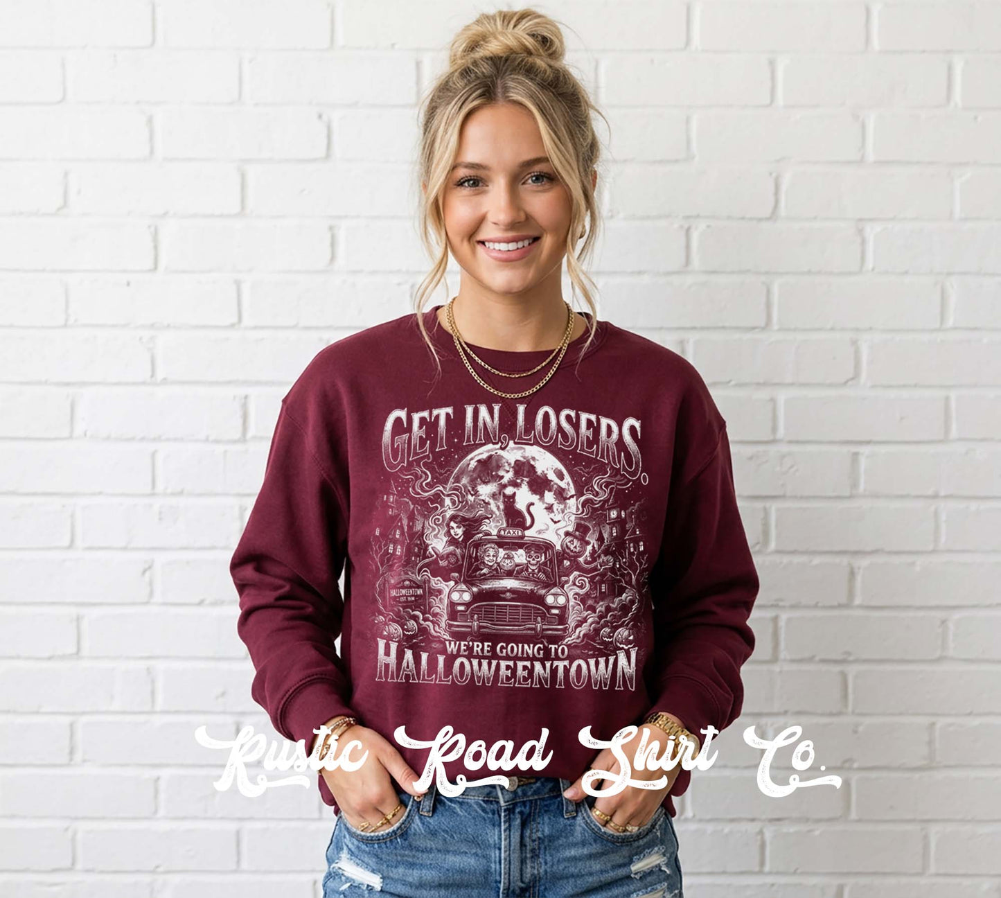 Halloweentown Sweatshirt, Vintage Inspired Halloween Sweatshirt, Garment Dyed Crewneck Sweatshirt