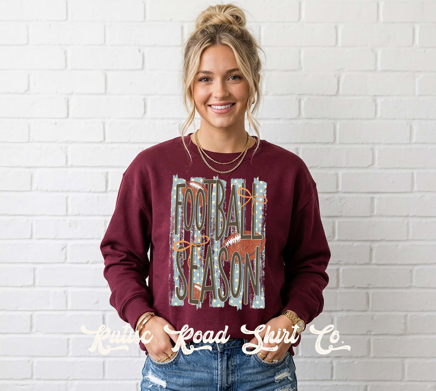 Football Season Sweatshirt, Coquette Football Sweatshirt, Garment Dyed Crewneck Sweatshirt