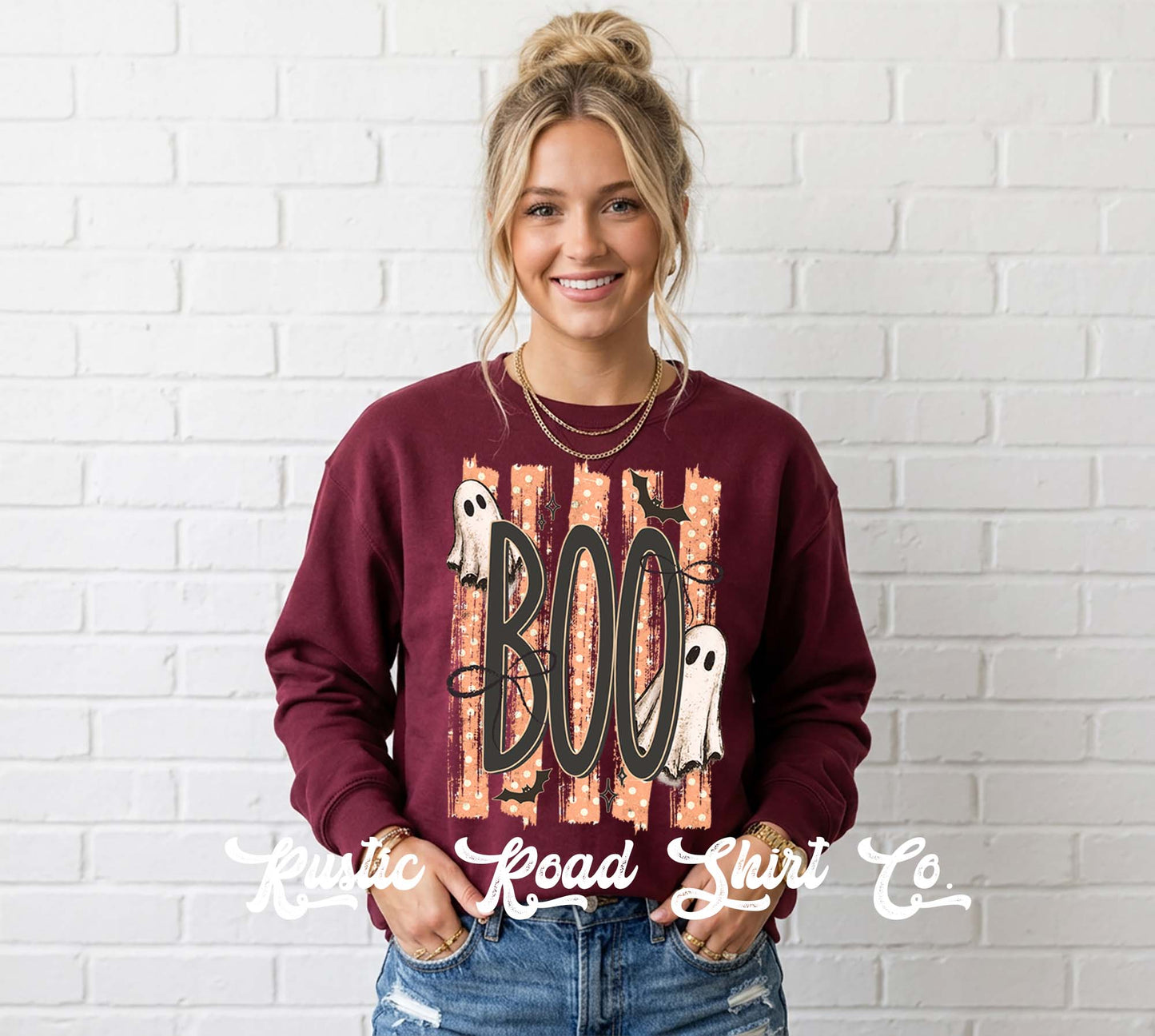 Boo Ghost Halloween Sweatshirt, Vintage Inspired Halloween Sweatshirt, Garment Dyed Crewneck Sweatshirt