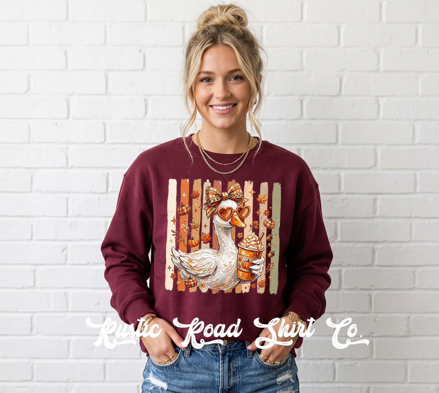 Fall Goose Sweatshirt, Ladies Fall Graphic Sweatshirt, Garment Dyed Crewneck Sweatshirt (Copy) (Copy)