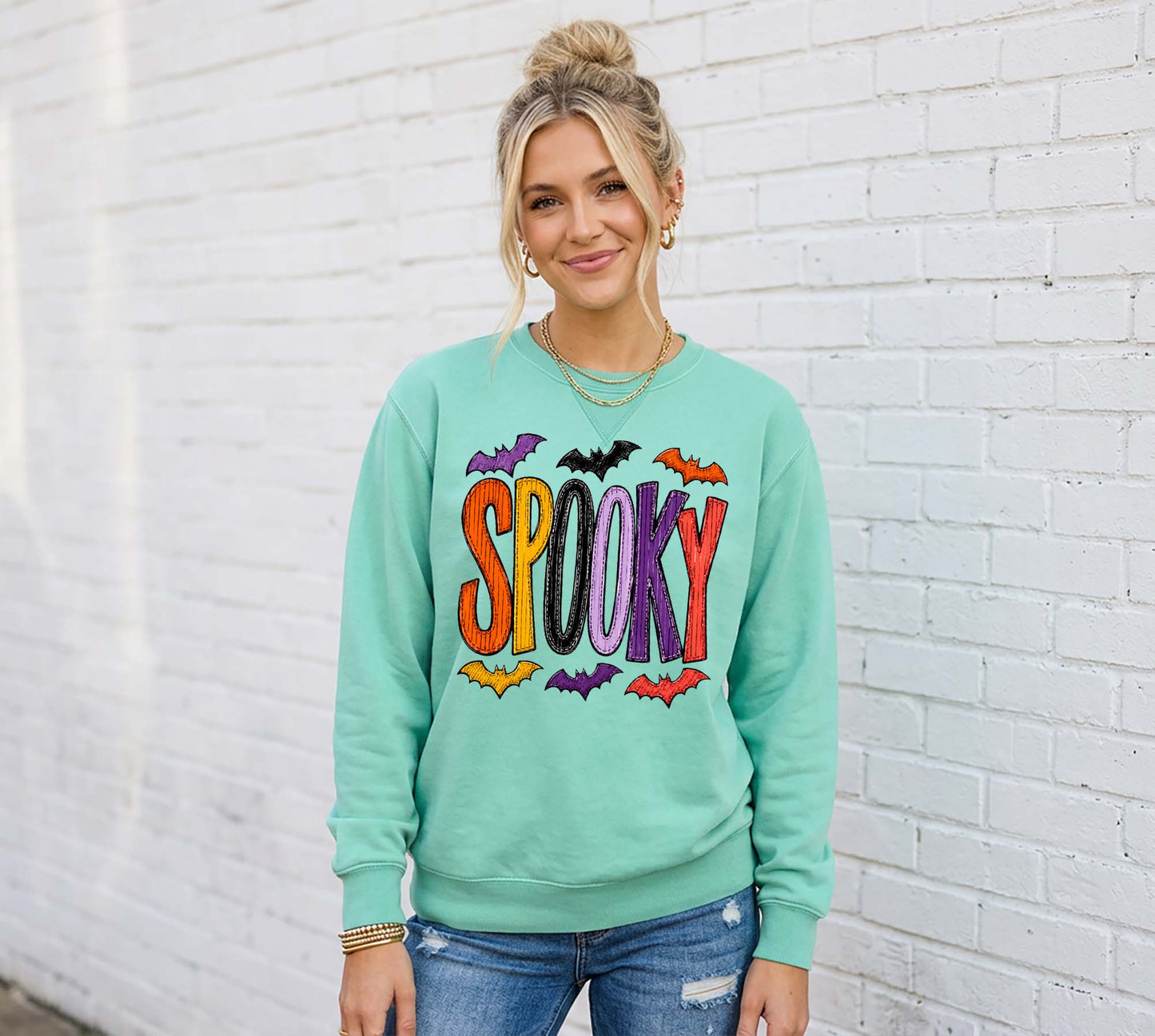 Spooky Halloween Sweatshirt, Vintage Inspired Halloween Sweatshirt, Garment Dyed Crewneck Sweatshirt