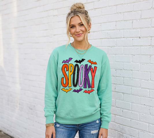 Spooky Halloween Sweatshirt, Vintage Inspired Halloween Sweatshirt, Garment Dyed Crewneck Sweatshirt