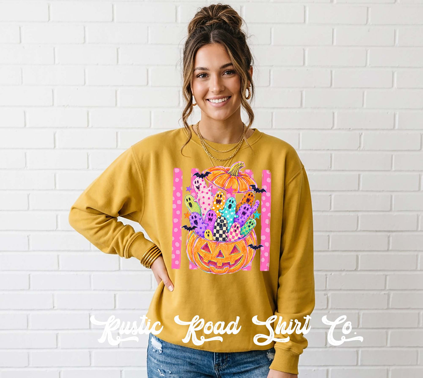 Neon Pumpkin Sweatshirt, Vintage Inspired Halloween Sweatshirt, Garment Dyed Crewneck Sweatshirt