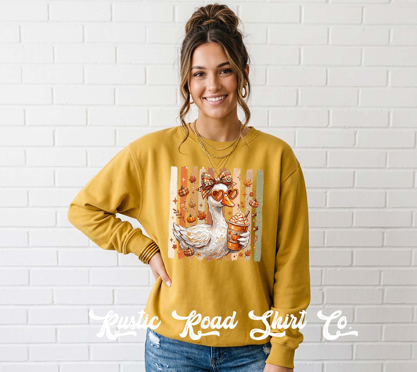 Fall Goose Sweatshirt, Ladies Fall Graphic Sweatshirt, Garment Dyed Crewneck Sweatshirt (Copy) (Copy)