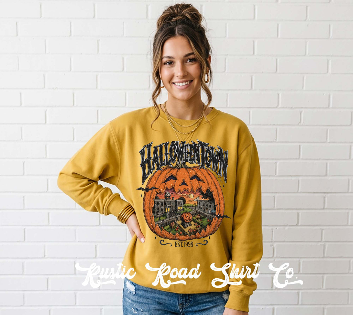 Halloweentown Sweatshirt, Vintage Inspired Halloween Sweatshirt, Garment Dyed Crewneck Sweatshirt