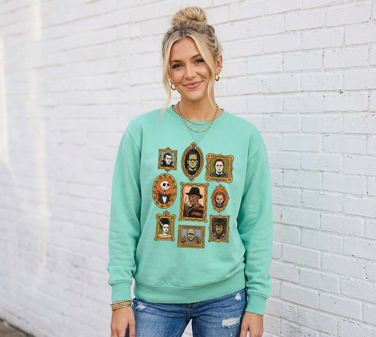 Halloween Monster Sweatshirt, Vintage Inspired Halloween Sweatshirt, Garment Dyed Crewneck Sweatshirt