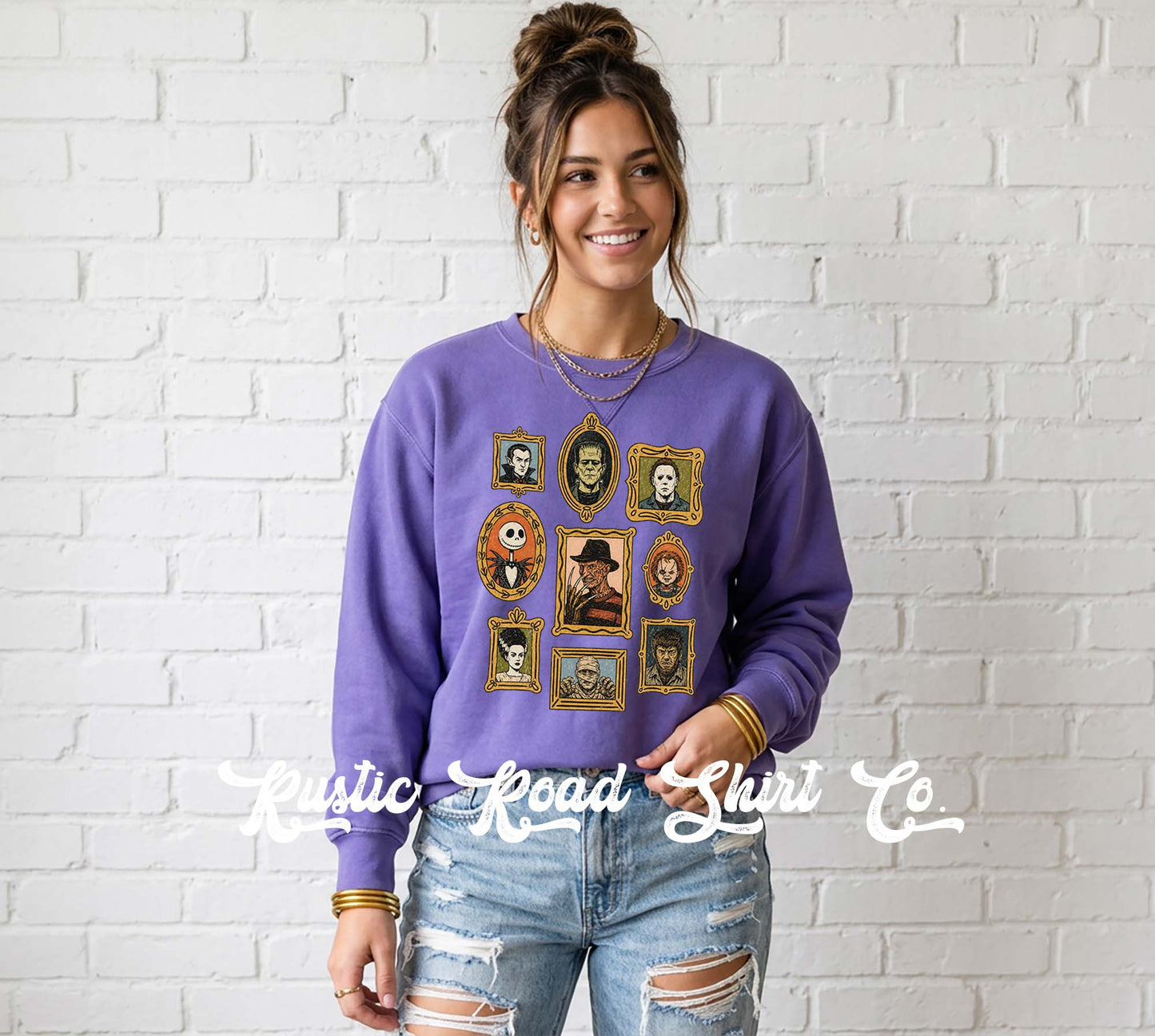 Halloween Monster Sweatshirt, Vintage Inspired Halloween Sweatshirt, Garment Dyed Crewneck Sweatshirt