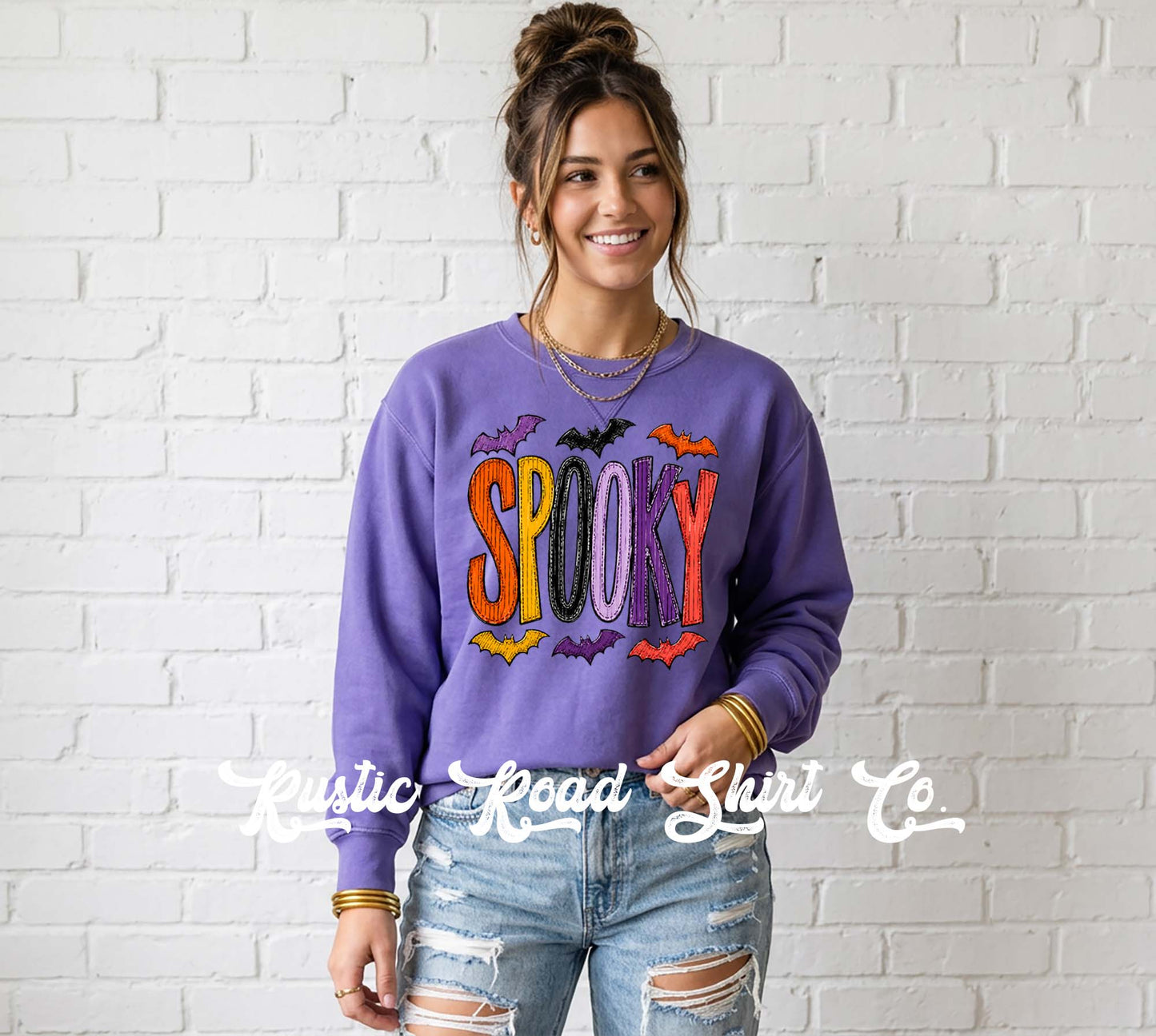 Spooky Halloween Sweatshirt, Vintage Inspired Halloween Sweatshirt, Garment Dyed Crewneck Sweatshirt