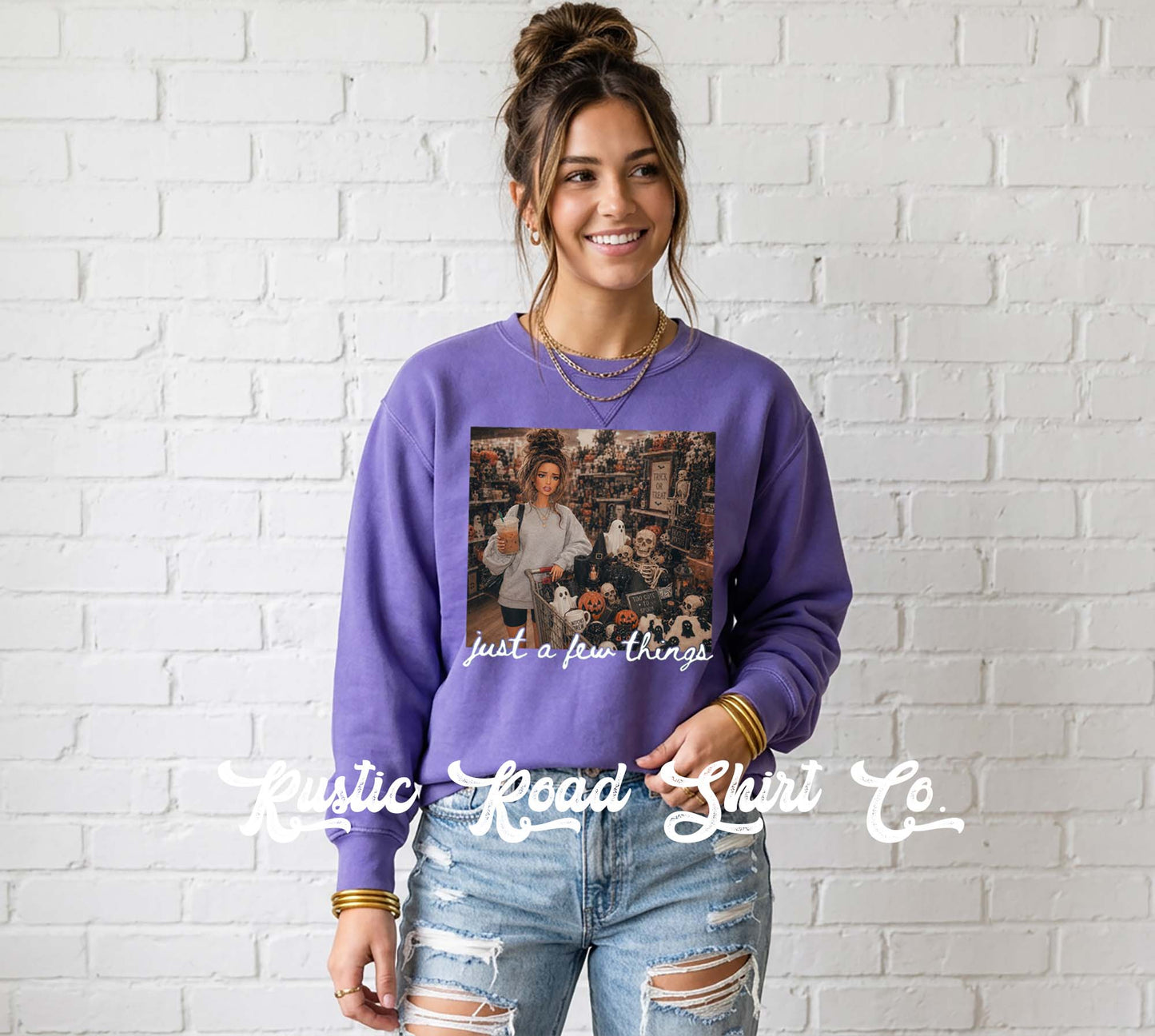 Just a Few Things Halloween Sweatshirt, Vintage Inspired Halloween Sweatshirt, Garment Dyed Crewneck Sweatshirt