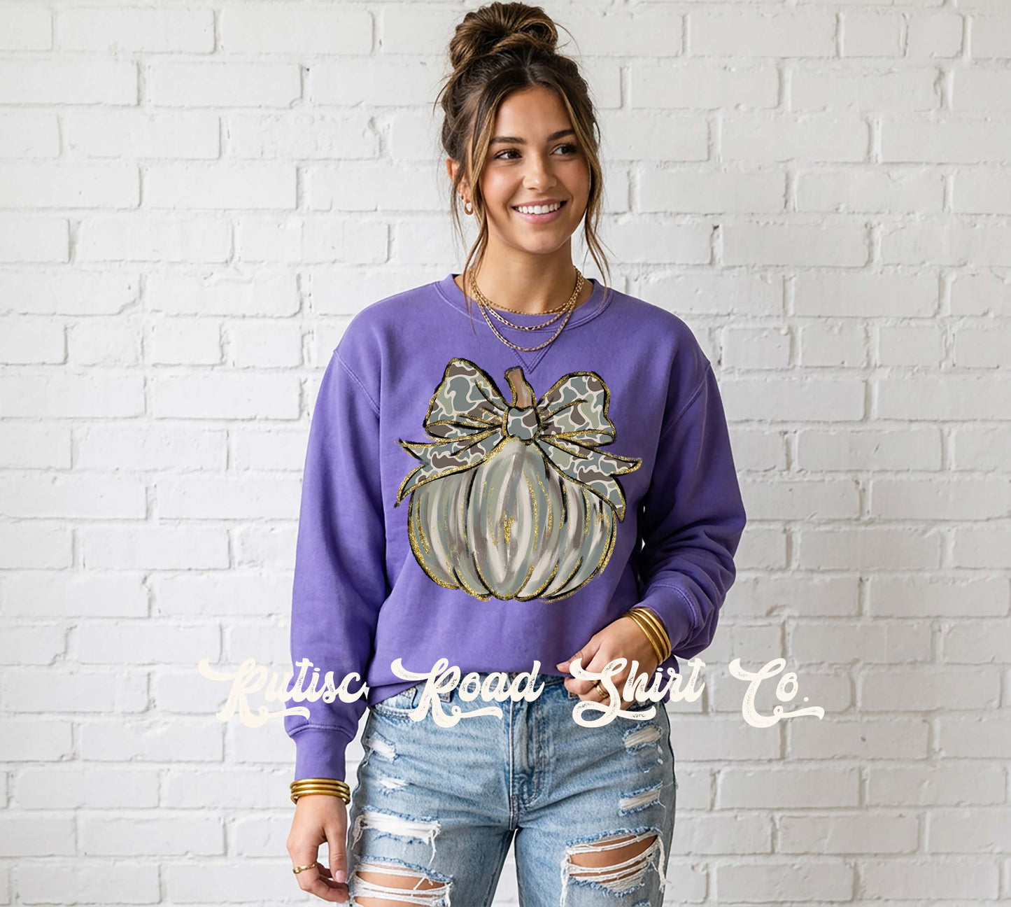 Camo Pumpkin Sweatshirt, Garment Dyed Crewneck Sweatshirt