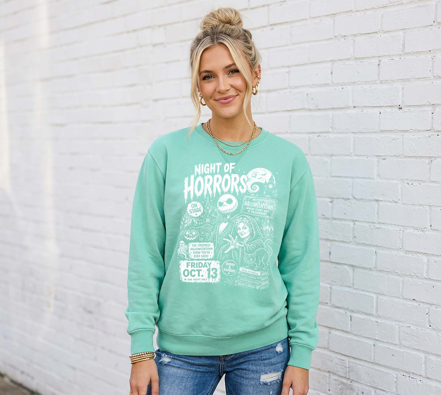 Monster Halloween Sweatshirt, Vintage Inspired Halloween Sweatshirt, Garment Dyed Crewneck Sweatshirt