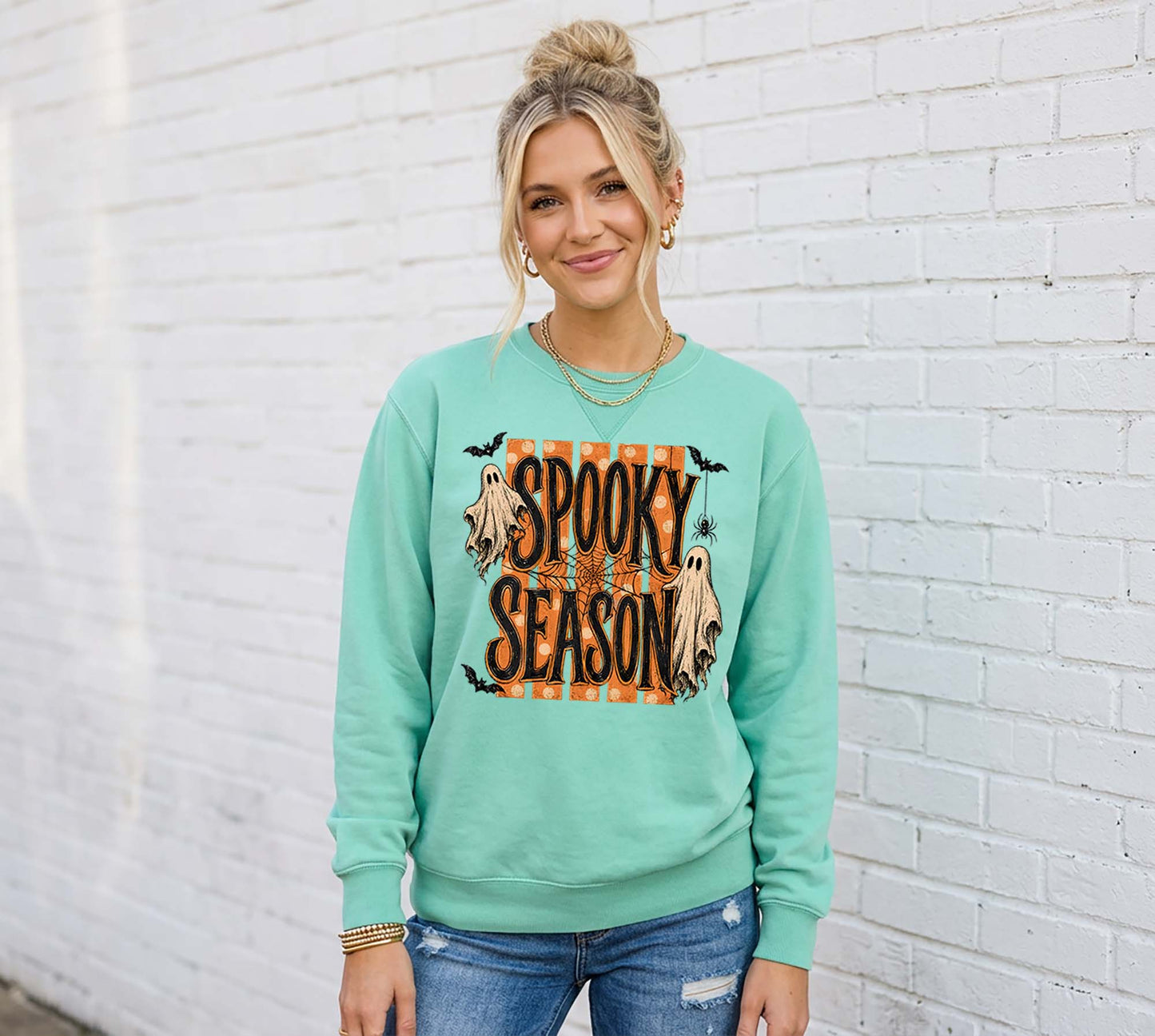 Spooky Season Halloween Sweatshirt, Vintage Inspired Halloween Sweatshirt, Garment Dyed Crewneck Sweatshirt