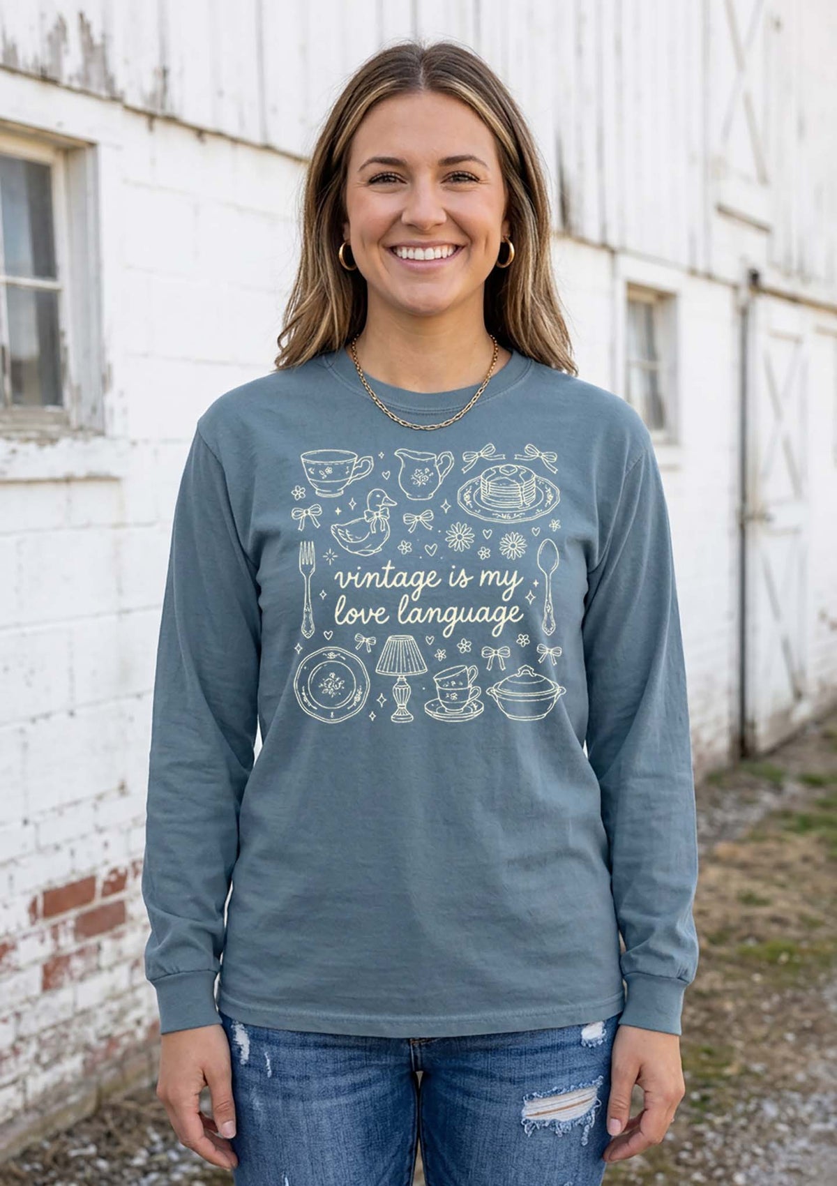 Vintage is My Love Language Comfort Colors Long Sleeve Shirt