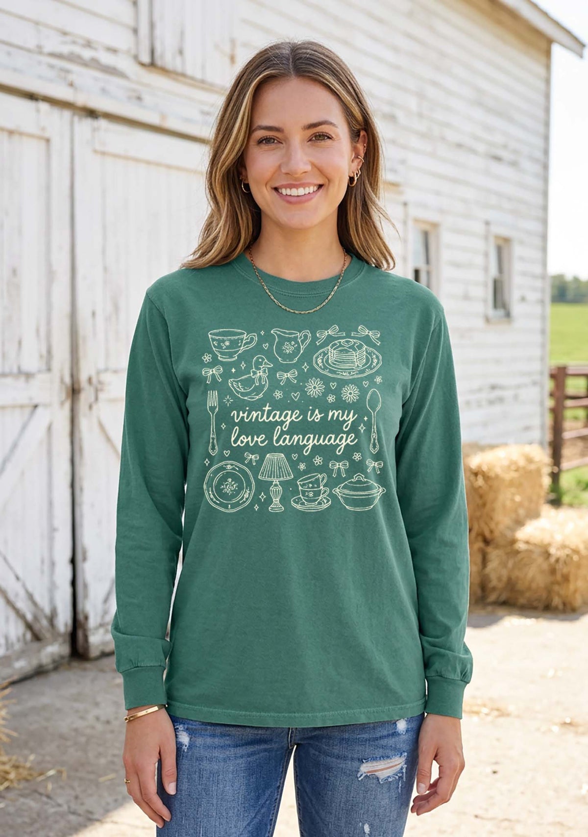 Vintage is My Love Language Comfort Colors Long Sleeve Shirt