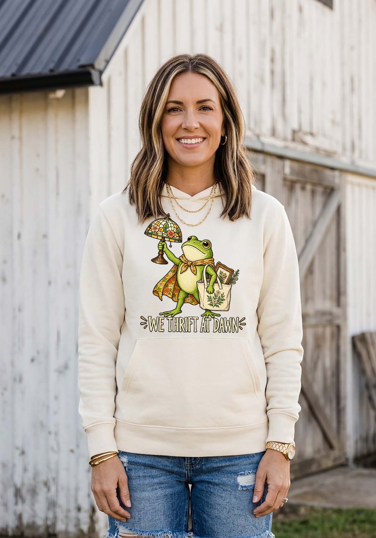 We Thrift at Dawn Hooded Sweatshirt