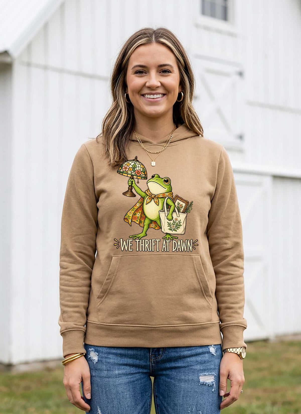 We Thrift at Dawn Hooded Sweatshirt