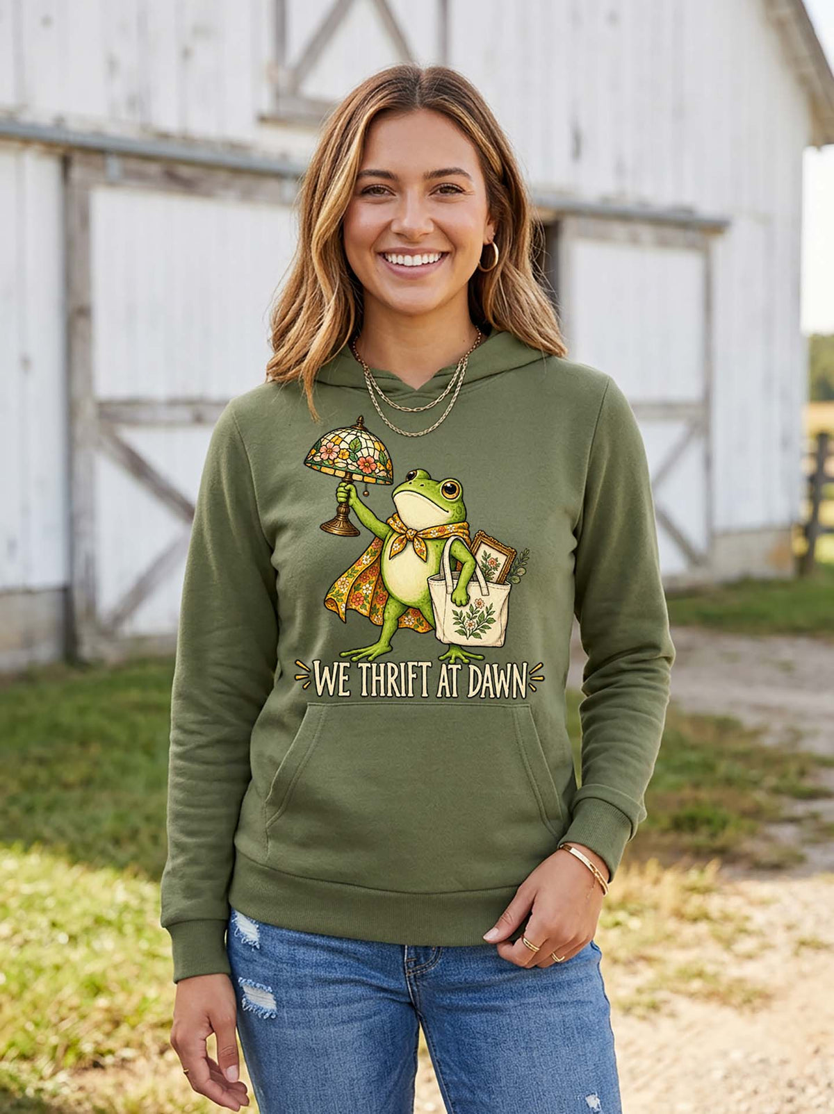 We Thrift at Dawn Hooded Sweatshirt