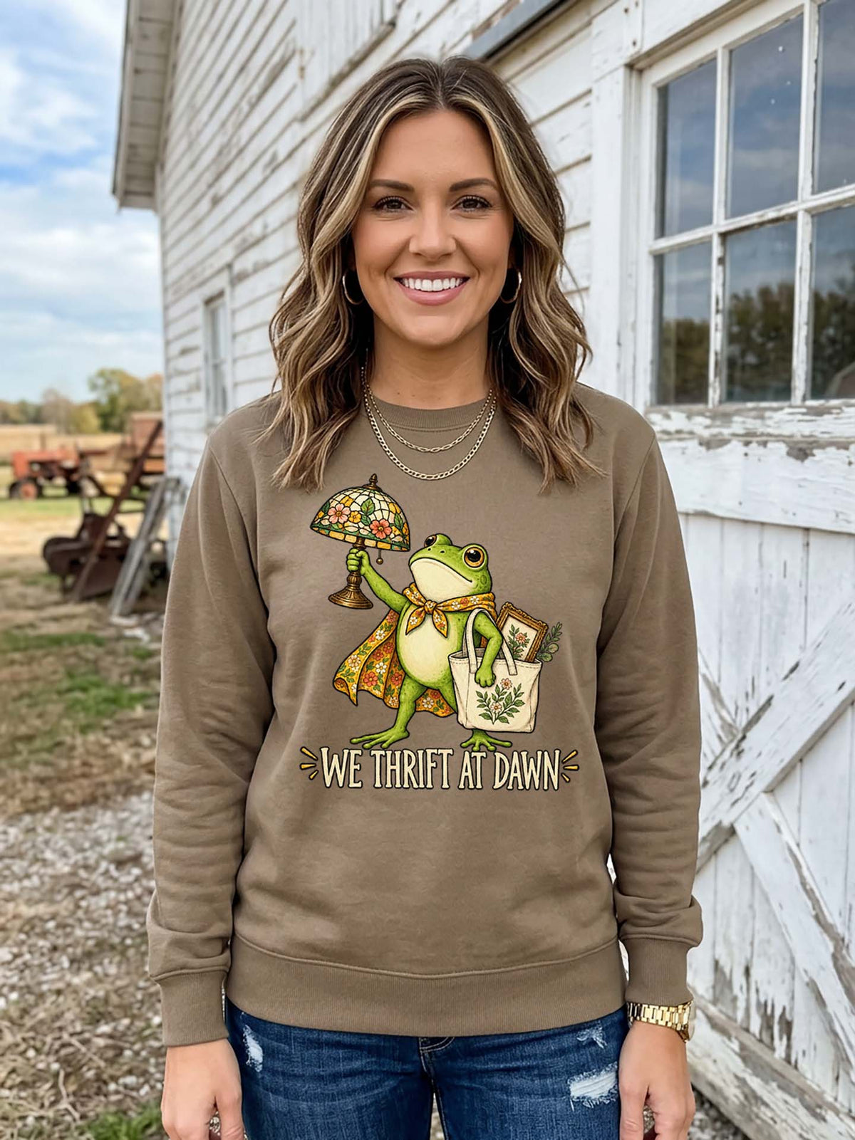 We Thrift at Dawn District Crewneck Sweatshirt