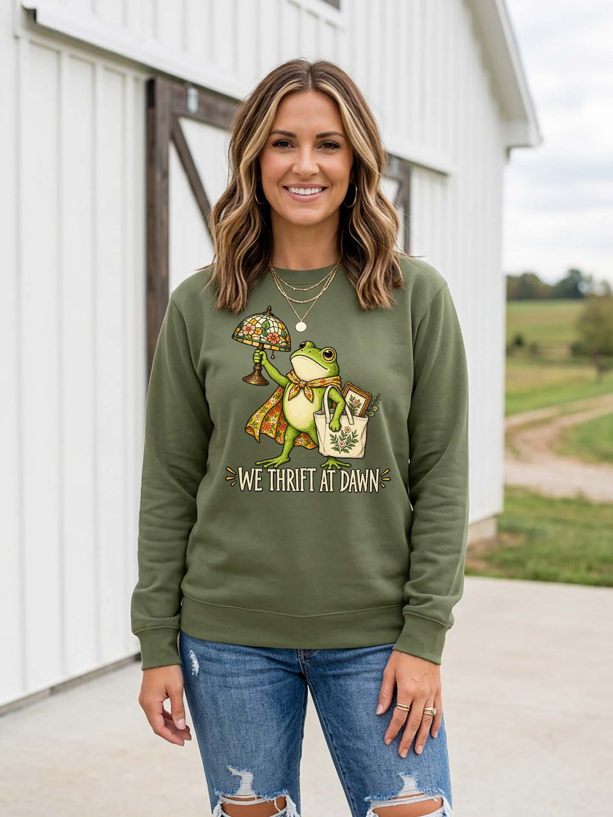 We Thrift at Dawn District Crewneck Sweatshirt