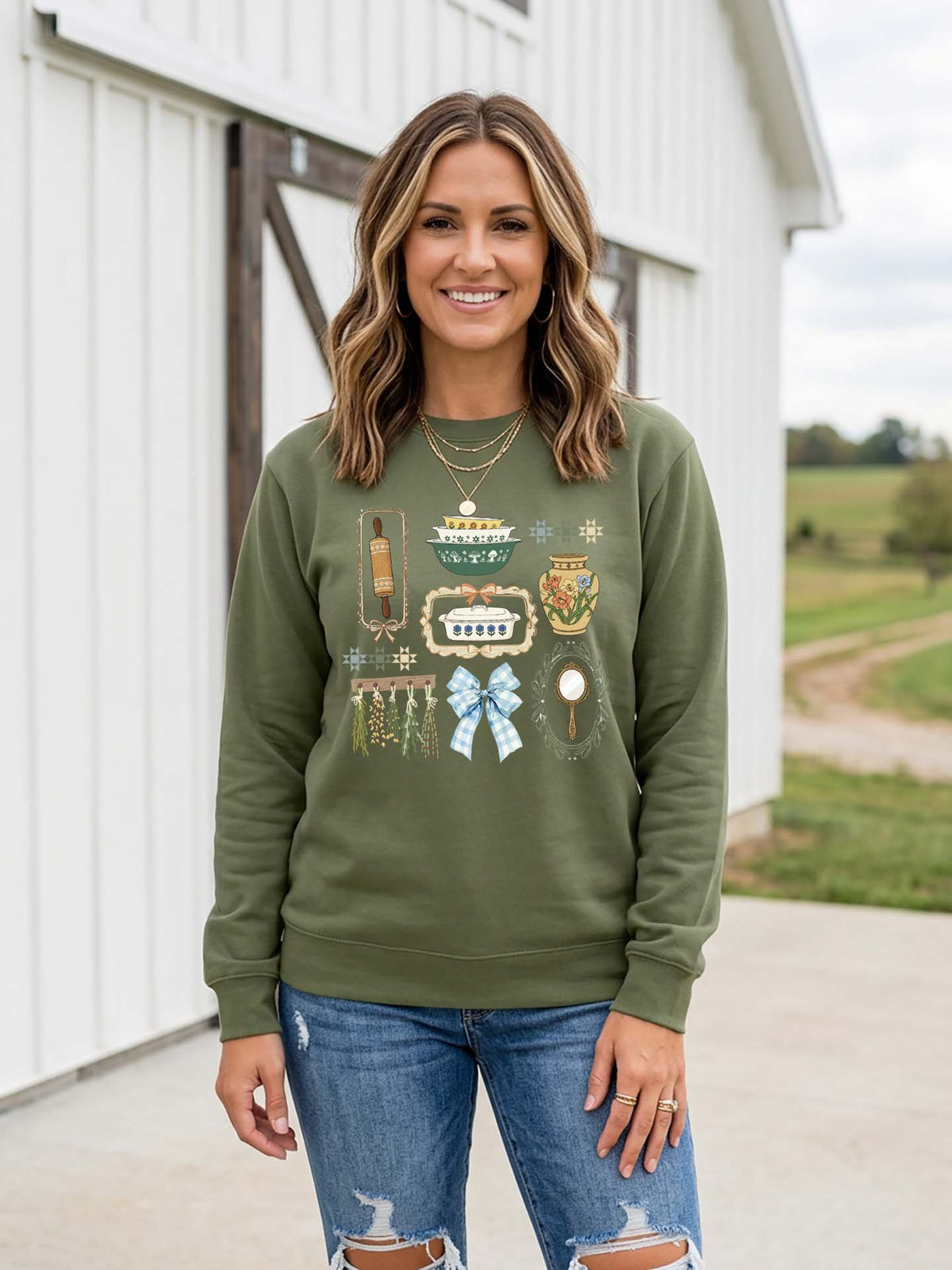 Cottage Core Vintage District Crewneck Sweatshirt