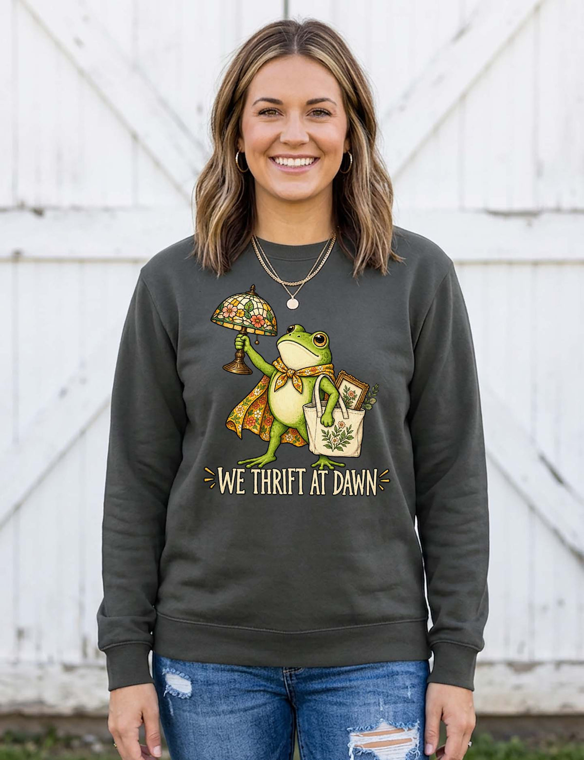 We Thrift at Dawn District Crewneck Sweatshirt