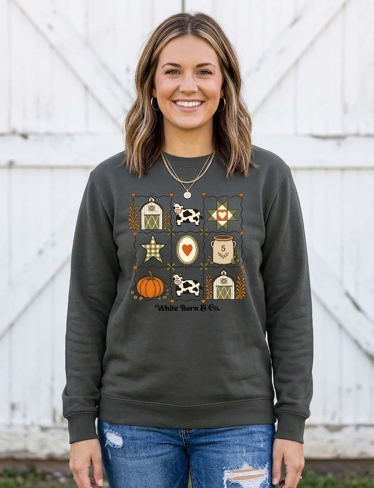 White Barn and Co. Quilt Crewneck Sweatshirt