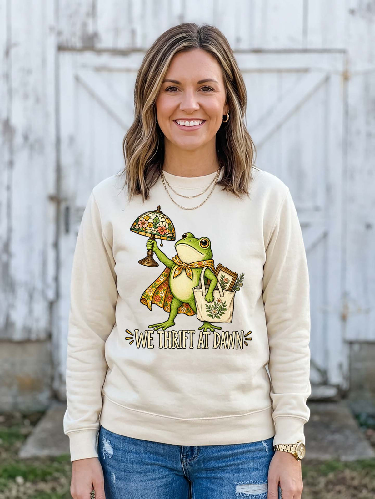We Thrift at Dawn District Crewneck Sweatshirt