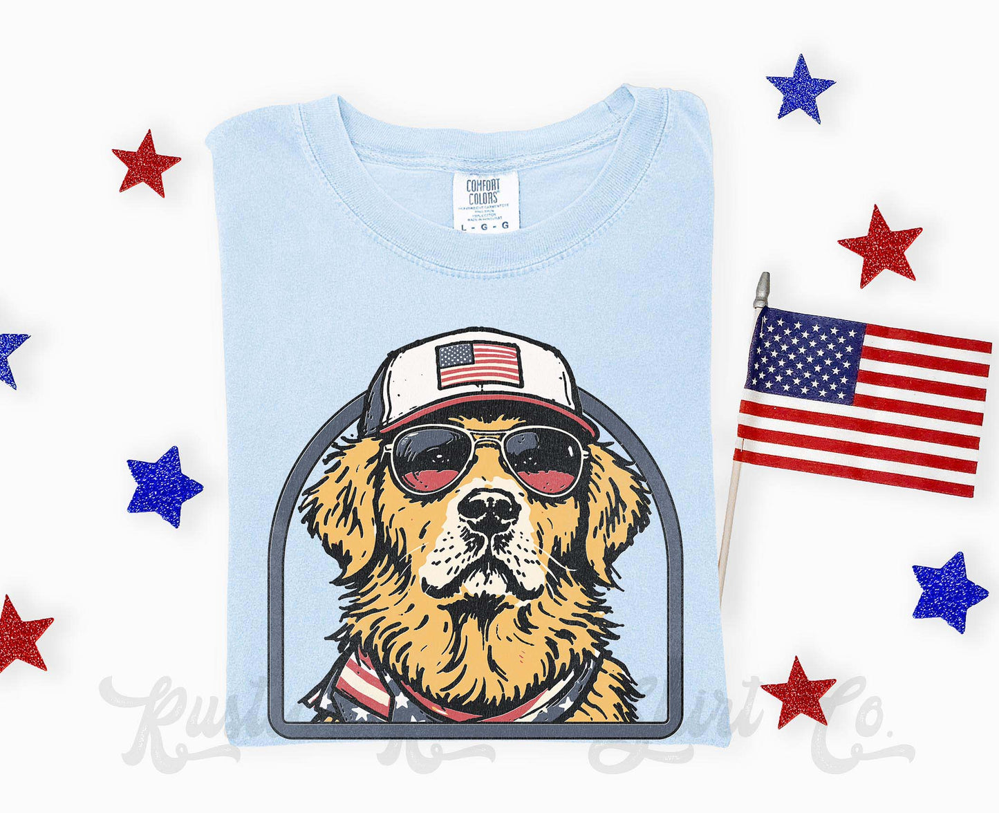 Golden Retriever 4th of July Shirt, Dog Patriotic Shirt, Comfort Colors Shirt