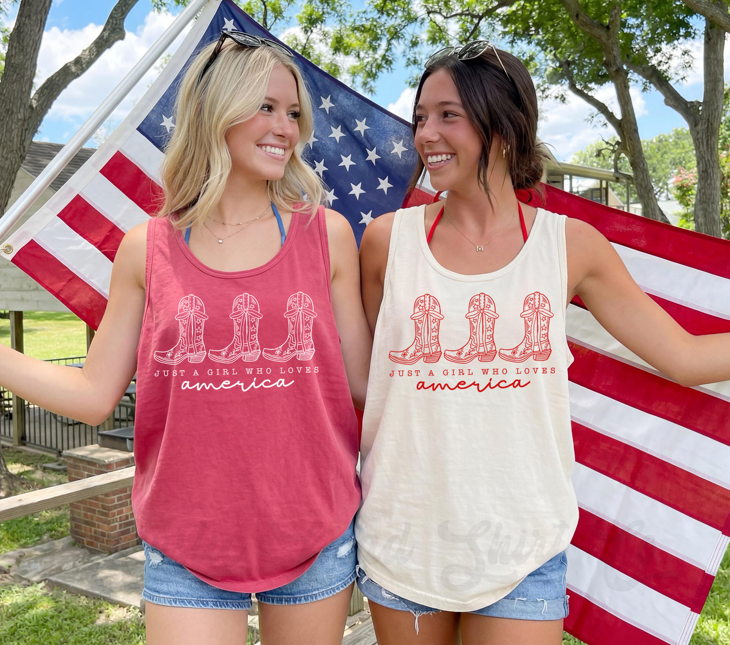 Just a Girl Who Loves America Tank Top, 4th of July Tank Top, Comfort Colors Tank Top